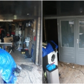 Vervangen van een enkel-deurs kozijn met raampartij voor een 2-deurs kozijn.